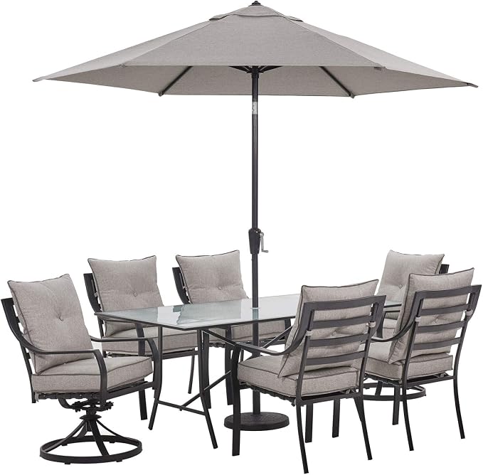 Hanover Lavallette 7-Piece Patio Dining Set, Modern Outdoor Dining Set by Hanover