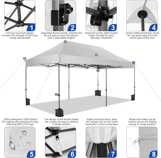 COBIZI 10x20 Heavy Duty Pop Up Canopy Tent - Image 4