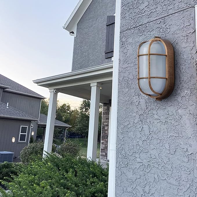 2-Pack Outdoor Oval Wall Lights, 8.3"Nautical Bulkhead Sconce, Flush Mount - Image 2
