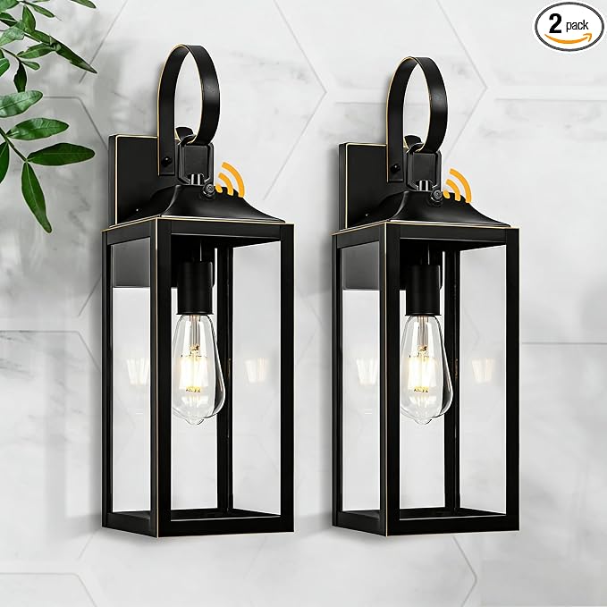 19" Dusk to Dawn Outdoor Lighting 2 Pack, Large Dusk to Dawn Outdoor Wall Lights by Yolsunes