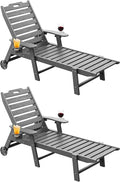 Carauci Lounge Chair Outdoor Set of 2, HDPE Chaise Lounge by Carauci