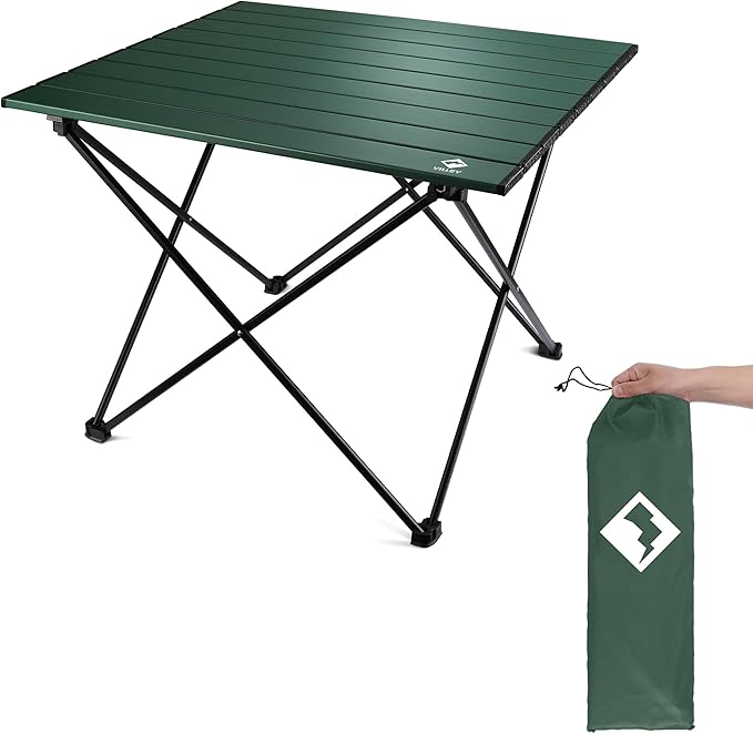 VILLEY Portable Camping Side Table, Ultralight Aluminum Folding Beach Table by VILLEY