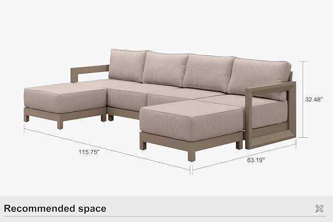 PURPLE LEAF Patio Furniture Set U-Shaped Outdoor Couch - Image 9
