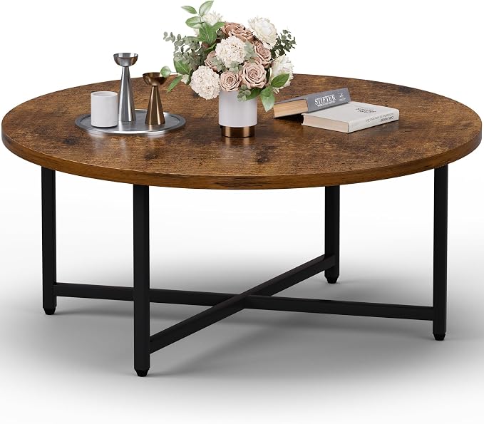 Coffee Table, 31.5" Large Round Coffee Table by FAMIDGE