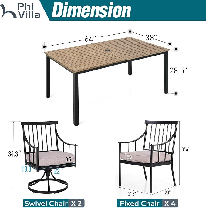PHI VILLA 7 Pieces Outdoor Dining Set - Image 9