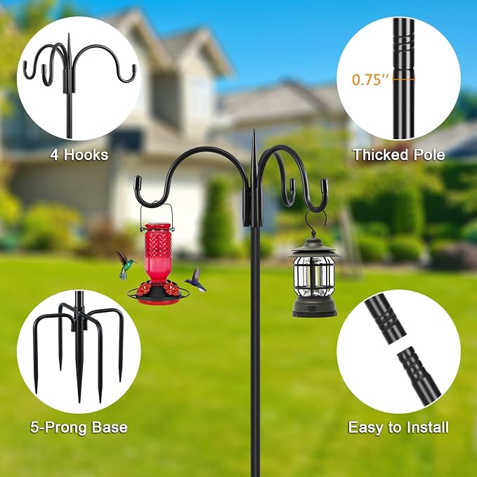 FEED GARDEN [Upgrade Version 76 Inch Three Shepherd Hooks - Image 3
