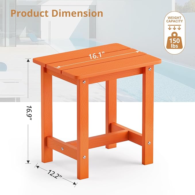 LUE BONA Outdoor Side Table Set of 2, HDPS Small Outdoor Table, Adirondack Side - Image 3