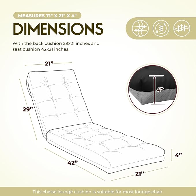 Outdoor Lounge Chair Cushions, Chaise Lounge Cushions - Image 2