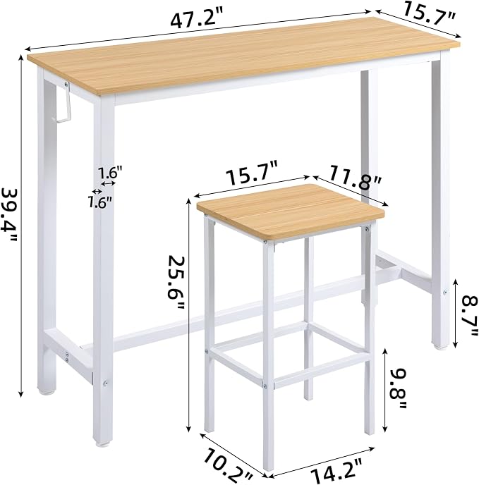 Finnhomy 47" Industrial Bar Table Set - Image 5