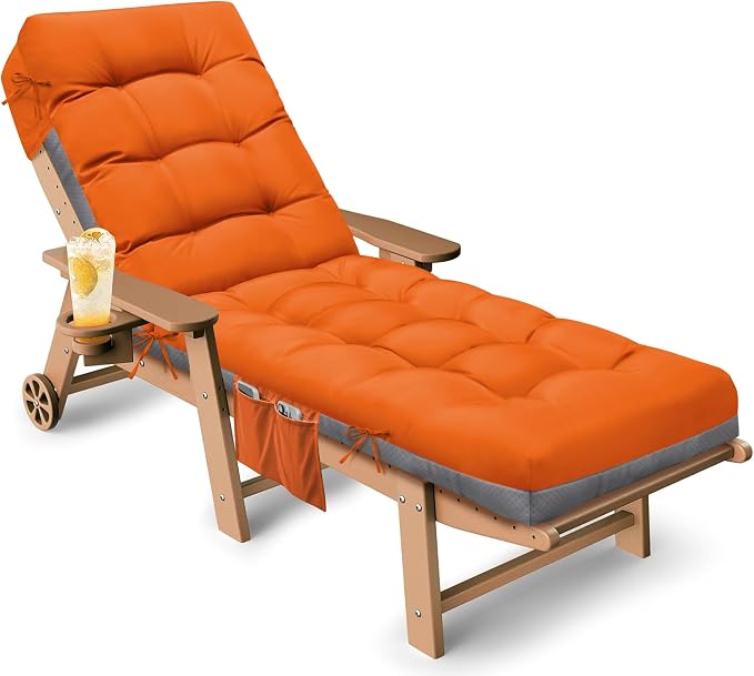 Outdoor Lounge Chair Cushion, Waterproof Replacement Chaise Lounge Cushions by Tycdiose