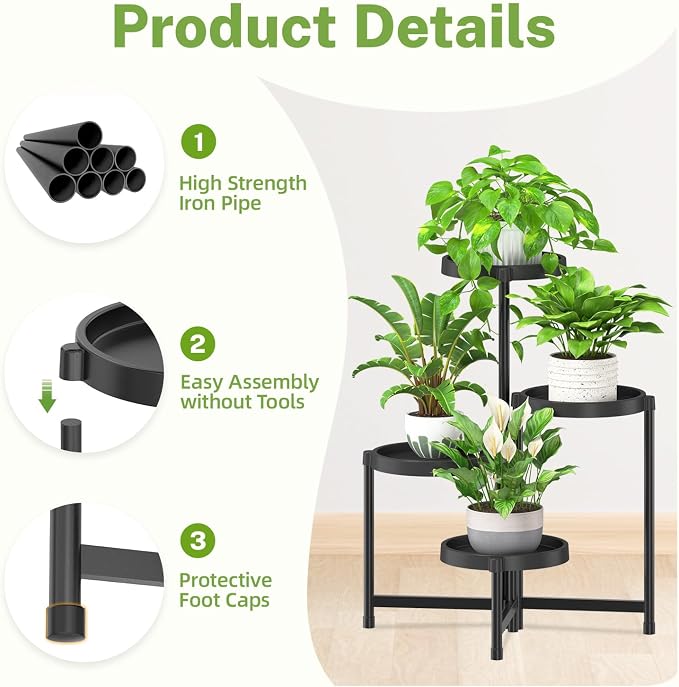 iDavosic.ly 4 Tier Folding Plant Stand Indoor Outdoor - Image 4