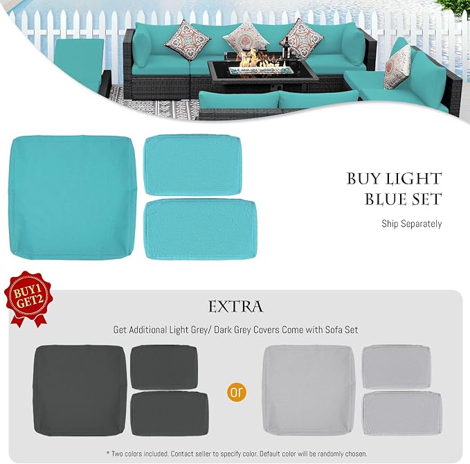 BULEXYARD 11 Piece Large High Back Grey Rattan Patio Furniture Sets - Image 9