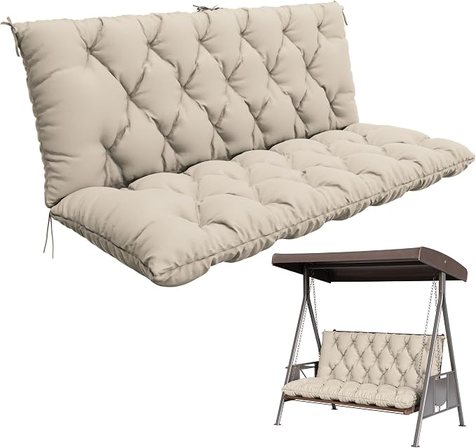 Porch Swing Cushion with Backrest, Waterproof Bench Cushion by Pakunoda