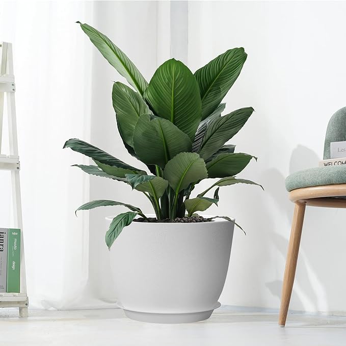 12inch Large Plant Pot, Modern Plastic Planter - Image 7