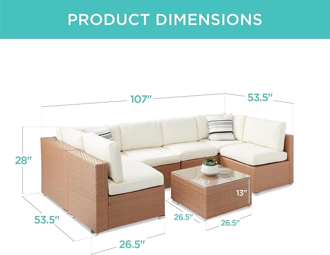 Best Choice Products 7-Piece Modular Outdoor Sectional Wicker Patio - Image 7