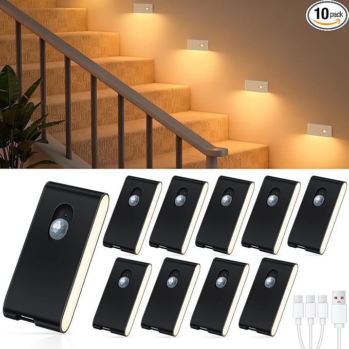 WILLED Stair Lights Indoor, Warm White Rechargeable Night Light, Wireless by WILLED