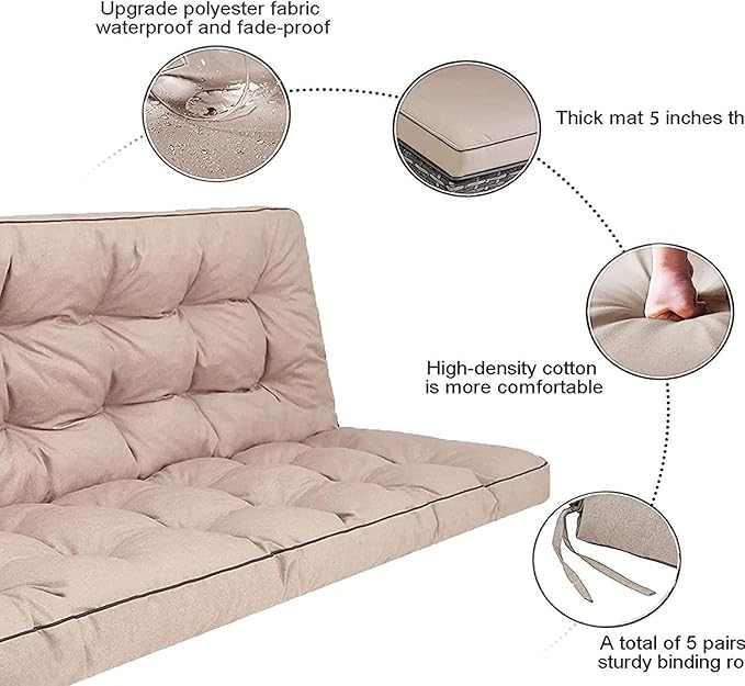 Outside Benches Cushion with Backrest, Thicken Waterproof Swing Cushions 2/3 - Image 2