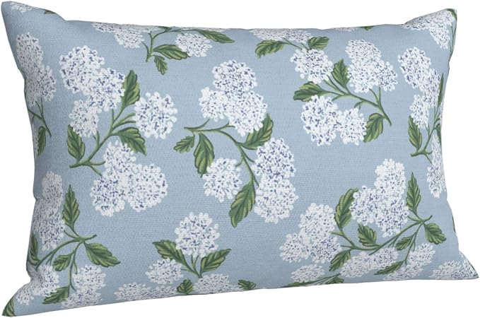 Light Blue Pillow Covers 12x20 Inch 2 Pcs Blue Green Hydrangea Flower Decor - Image 6