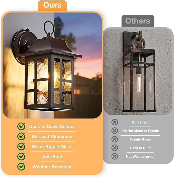 OKELI 2-Pack Dusk to Dawn Exterior Lighting Fixture, Farmhouse Outdoor Wall - Image 4