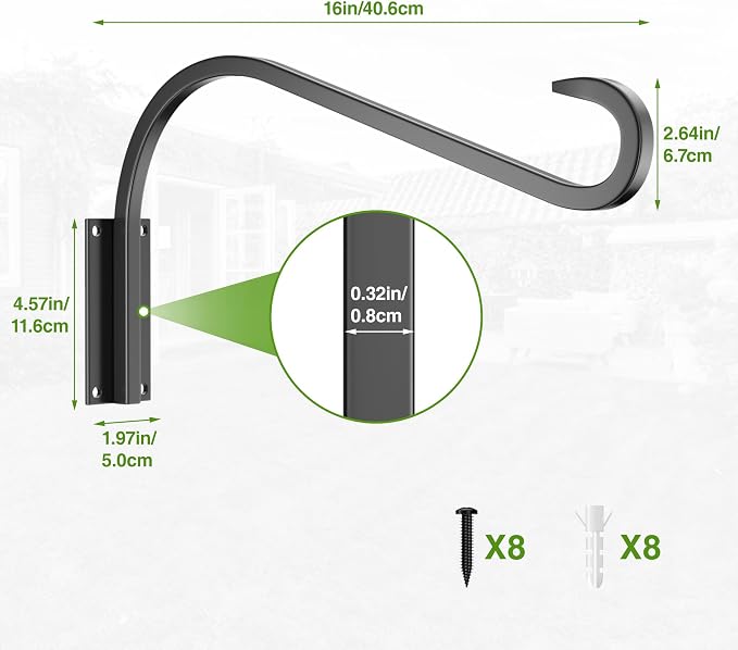 16 Inch 2 Pack Plant Hangers for Indoor/Outdoor Wall Mount - Image 6