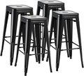 Furmax 30 Inch Metal Bar Stools Set of 4, Counter Height Backless Stools by Furmax