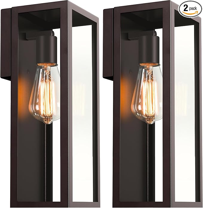 2-Pack Outdoor Wall Lanterns, Oil Rubbed Bronze Porch Lights, Anti-Rust E26 by WelcometoVerRon