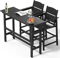 Bar Height Patio Table and Chairs Set, HDPE Outdoor Adirondack Bar Chairs and by NAVINE