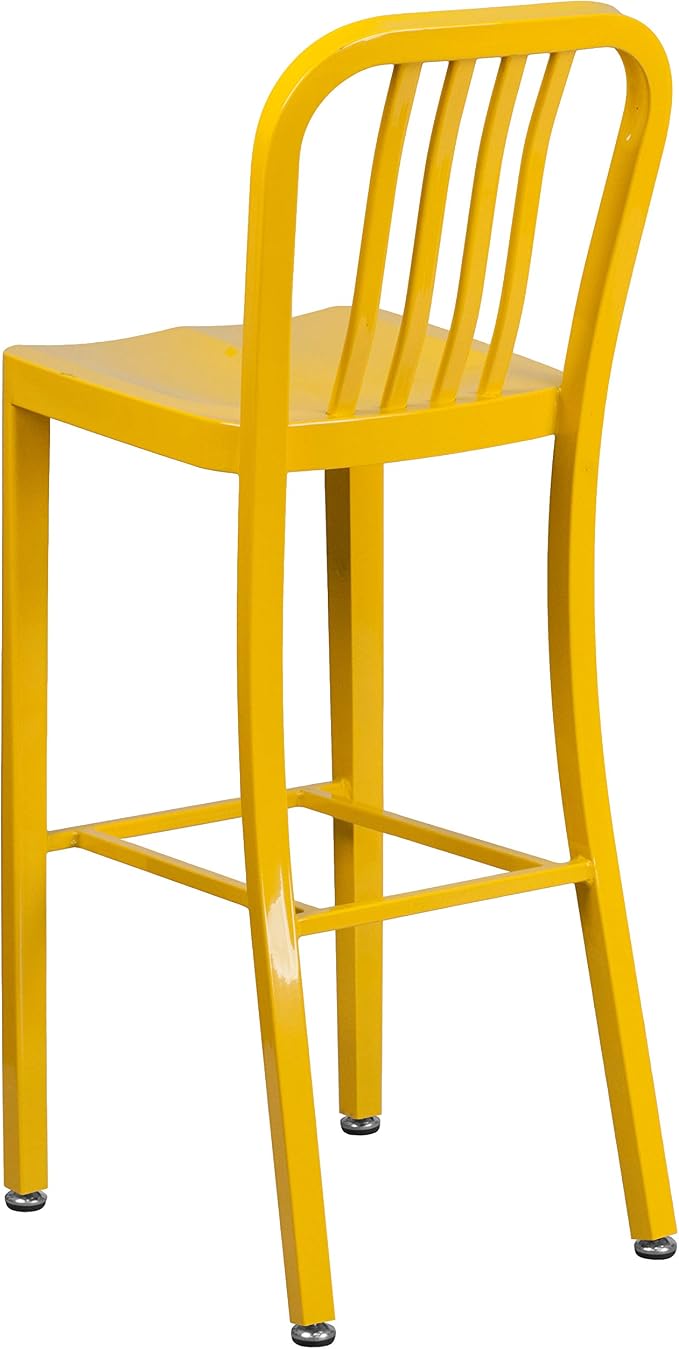 Flash Furniture Commercial Grade 30" High Yellow Metal Indoor-Outdoor Barstool - Image 5