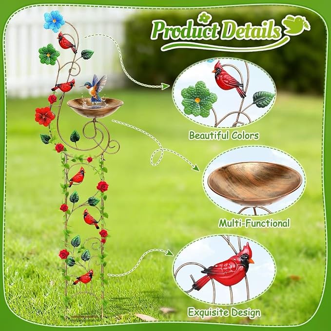 Bird Baths with Trellis for Climbing Plants Outdoor, Small Garden Plant Trellis - Image 7