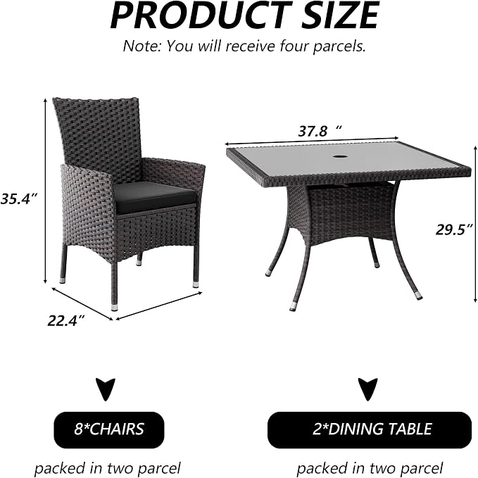 Kullavik 10-Piece Outdoor Dining Set Patio Rattan Furniture Set, Patio Dining - Image 6
