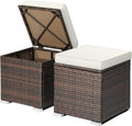 DORTALA Outdoor Storage Ottoman Wicker 2 Piece, Patio Ottomans PE Rattan Foot by DORTALA