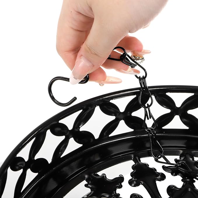 2 Pack Hanging Planters, 9.8 Inch Metal Plant Hanger, Decorative Glossy Black - Image 5