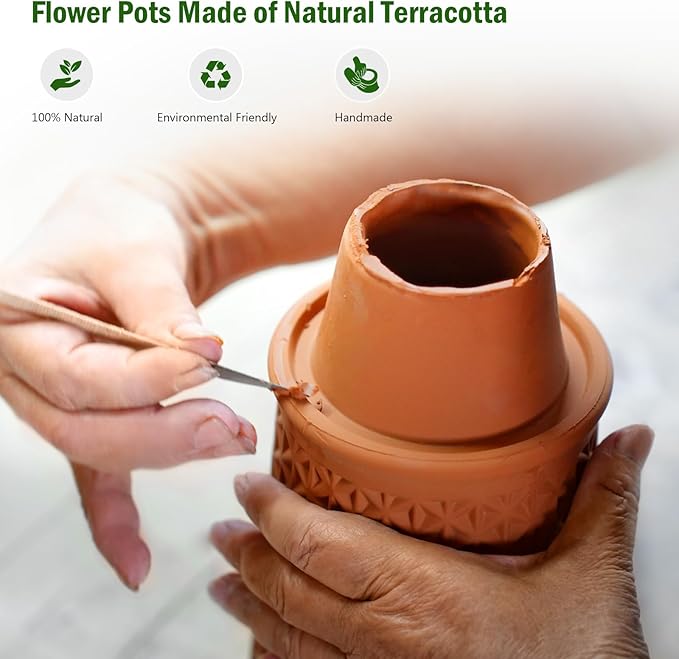 Plant Pots 5.7 Inch Self Watering Planters, Terracotta Pots - Image 2