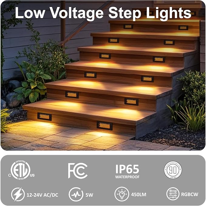 Color Changing RGB Low Voltage Deck Lights, 8.7 Inch 12V Waterproof Wired - Image 2