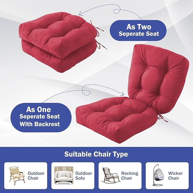 Outdoor Chair Cushions Set of 2, Patio Chair Cushions - Image 6