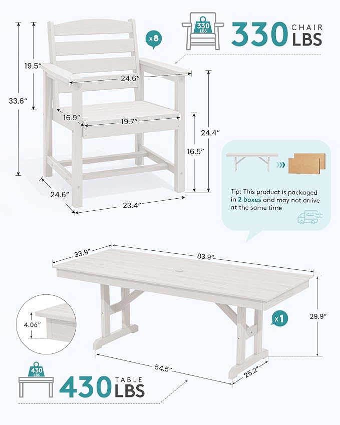 SERWALL 9 Piece Outdoor Dining Set - Image 2