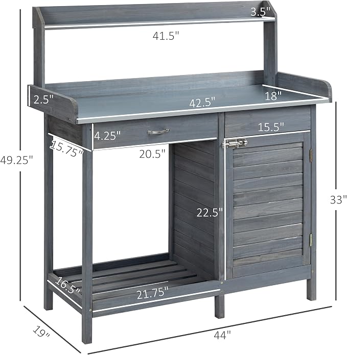 Outsunny Outdoor Potting Bench Table, Garden Work Station - Image 7