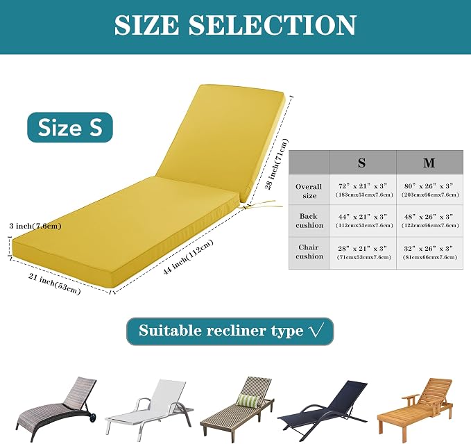 Chaise Lounge Cushion Outdoor, Waterproof and Stain-Resistant Lounge Deck - Image 5