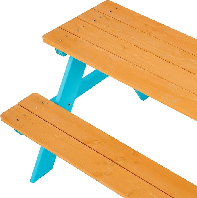 Teamson Kids - Wooden Outdoor Child Children Kids Picnic Table & Chair Bench - Image 7