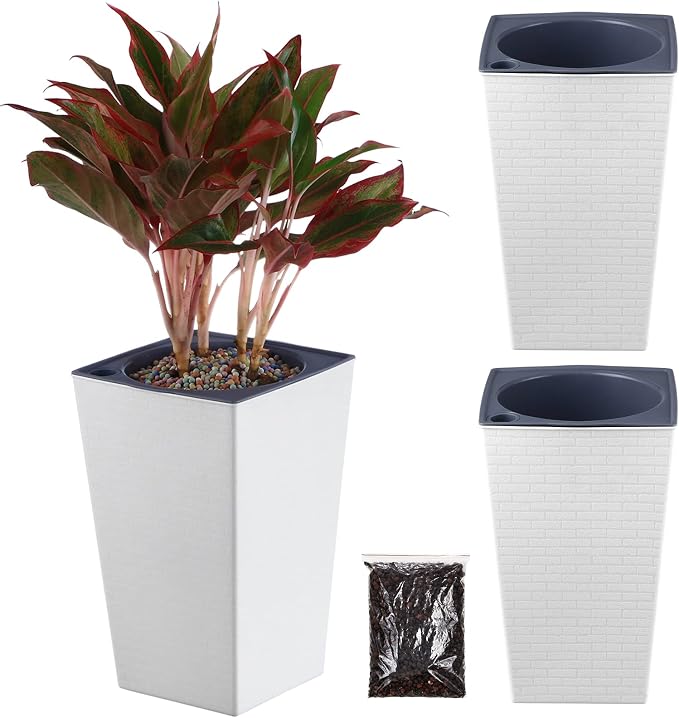 2 Pack Self Watering Planters 10.7" x 6.9" Planter by Planterhoma