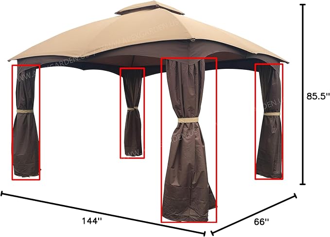 APEX GARDEN 4 Poles Brown Corner Curtain Set - Image 8