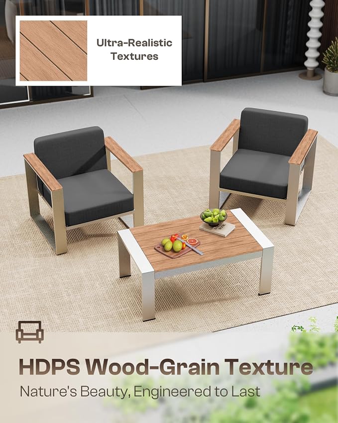 Aluminum Outdoor Furniture Set, 4 Seats Outdoor Patio Conversation Sets - Image 4