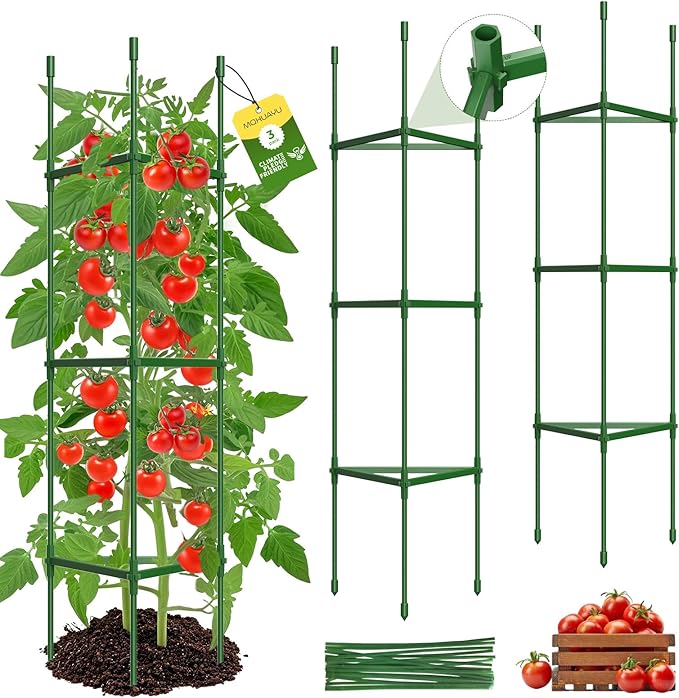 3 Pack Tomato Cages for Garden, Heavy Duty Adjustable Tomato Stake Support for by MQHUAYU