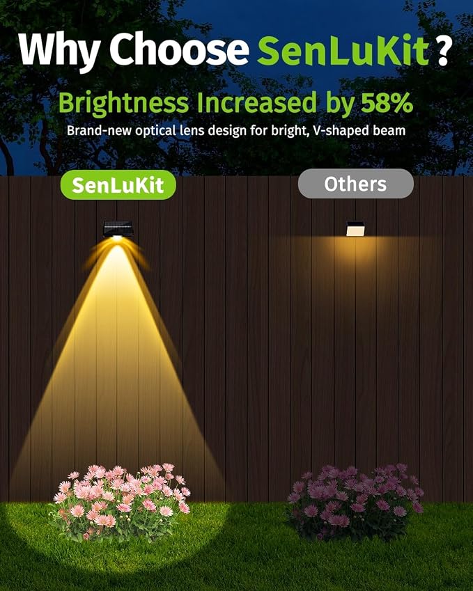 Solar Fence Lights Outdoor Waterproof High Brightness LED Spot Lens Deck Lights - Image 2