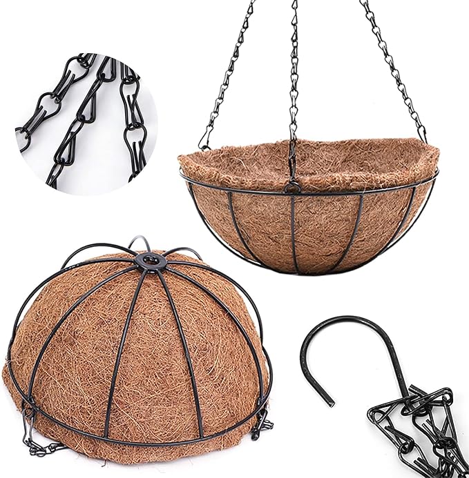 4 Pack Hanging Planter Basket Outdoor Large Hanging Flower Pots Indoor 12 inch - Image 8