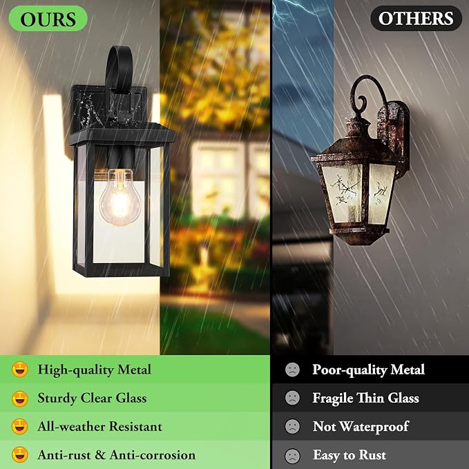 BesLowe 2-Pack Outdoor Wall Light Fixtures, Exterior Lighting Fixtures Wall - Image 4