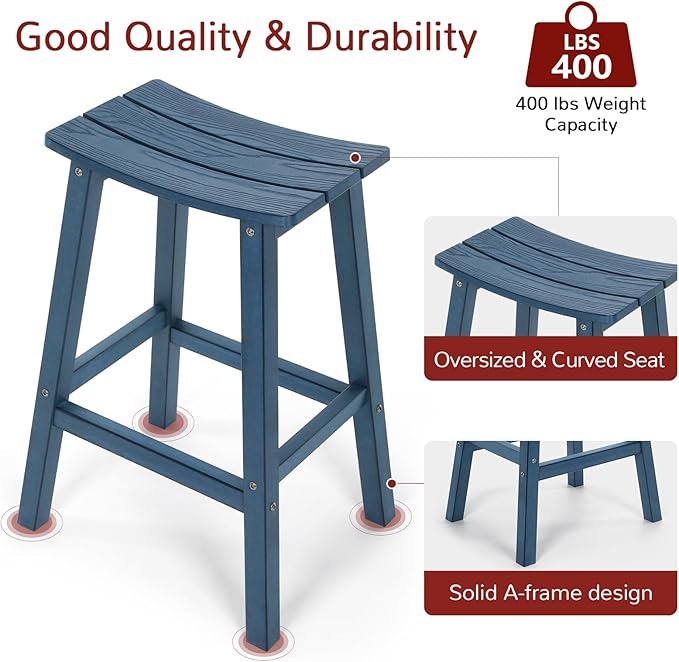 Stoog All-Weather Bar Stools Set of 2, Low Maintenance, - Image 5