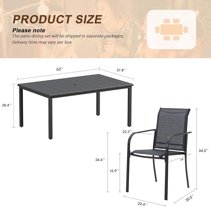 VICLLAX 7 Pieces Patio Outdoor Dining Set - Image 2