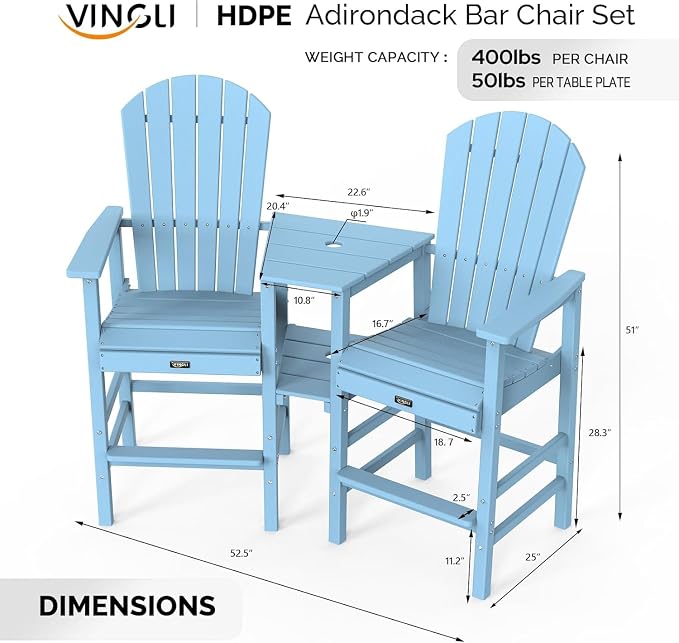 VINGLI Tall Adirondack Chairs Set of 2 - Image 7