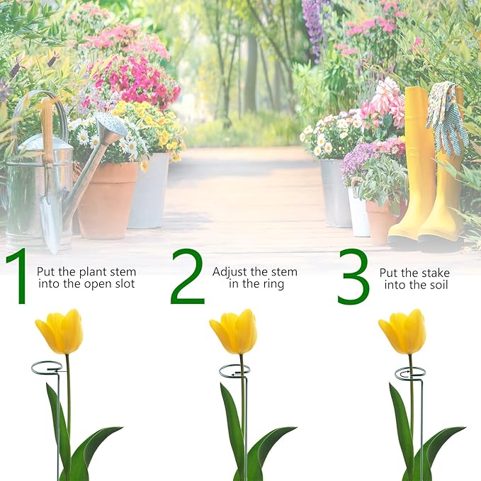 18 Inch 20 Packs Plant Support Stake Garden Single stemmed Plant Support Hoops - Image 4
